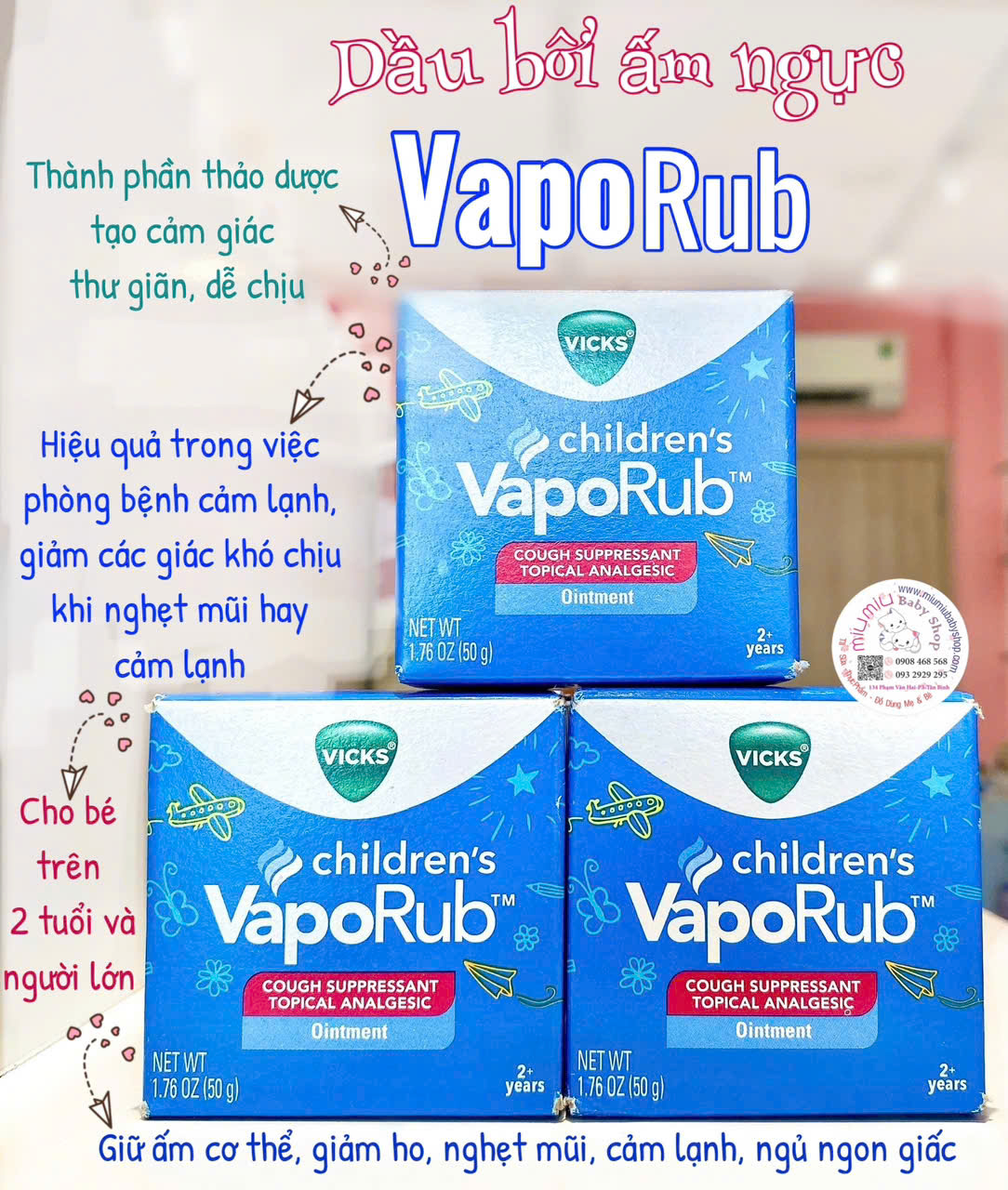 Dầu bội ấm ngực Vaporub baby USA 50g 🇺🇸
