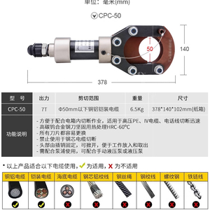 Đầu cắt cáp thủy lực TCT CPC-50H
