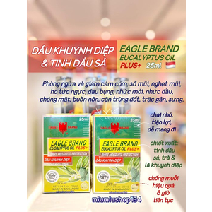 DẦU KHUYNH DIỆP + TINH DẦU SẢ EAGLE BRAND EUCALYPTUS OIL PLUS+ 25ml - CHỐNG MUỖI 8 TIẾNG 🇸🇬