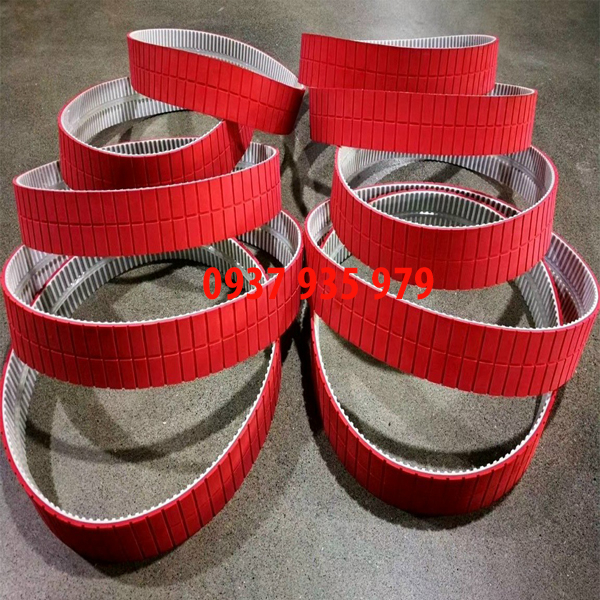 Dây curoa răng PU lõi thép 450L70 đắp cao su đỏ