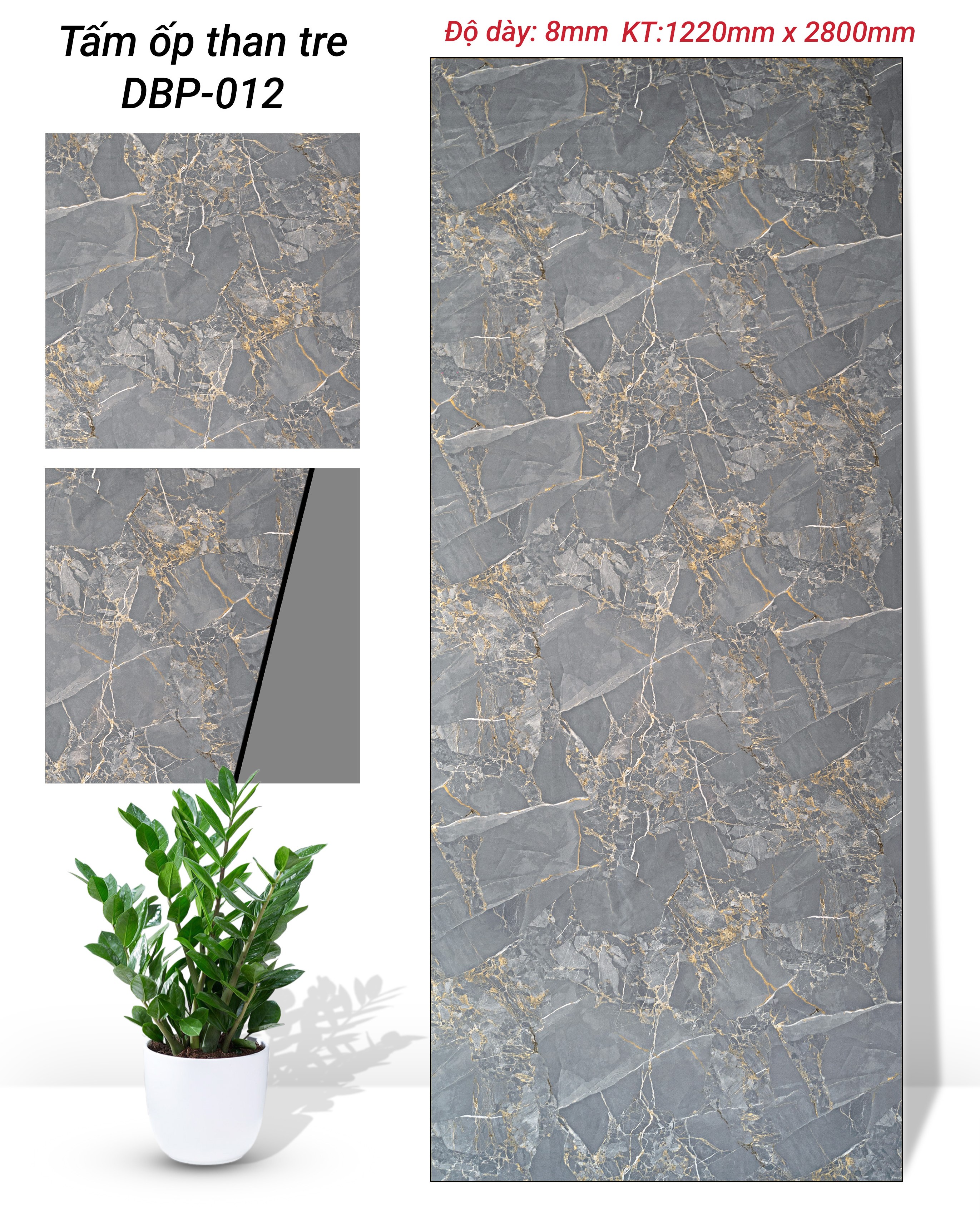 TẤM ỐP THAN TRE VÂN ĐÁ PHỦ PET DB CAO CẤP TẠI NHÀ MÁY HÀ NỘI