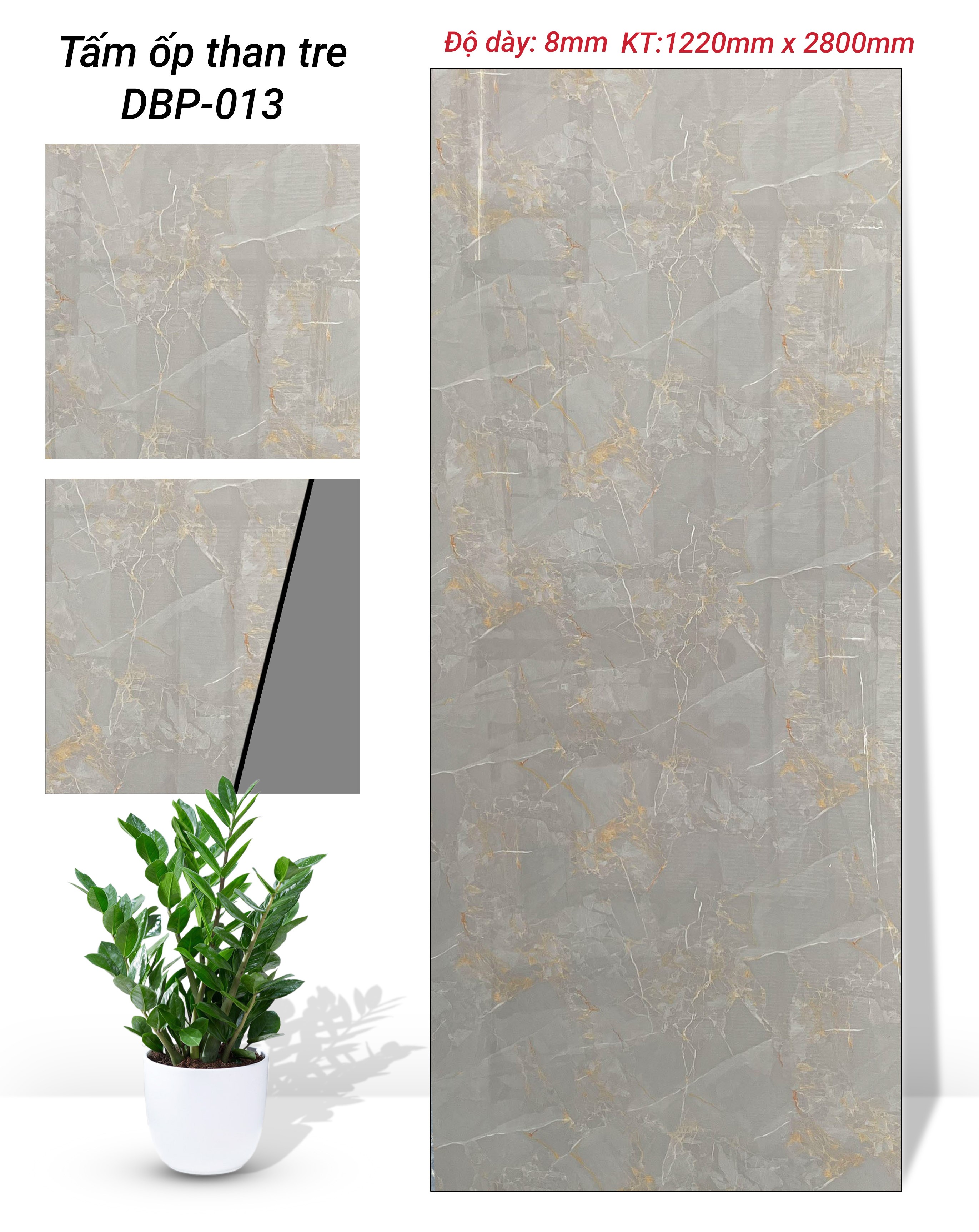 TẤM ỐP THAN TRE VÂN ĐÁ PHỦ PET DB CAO CẤP TẠI NHÀ MÁY HÀ NỘI