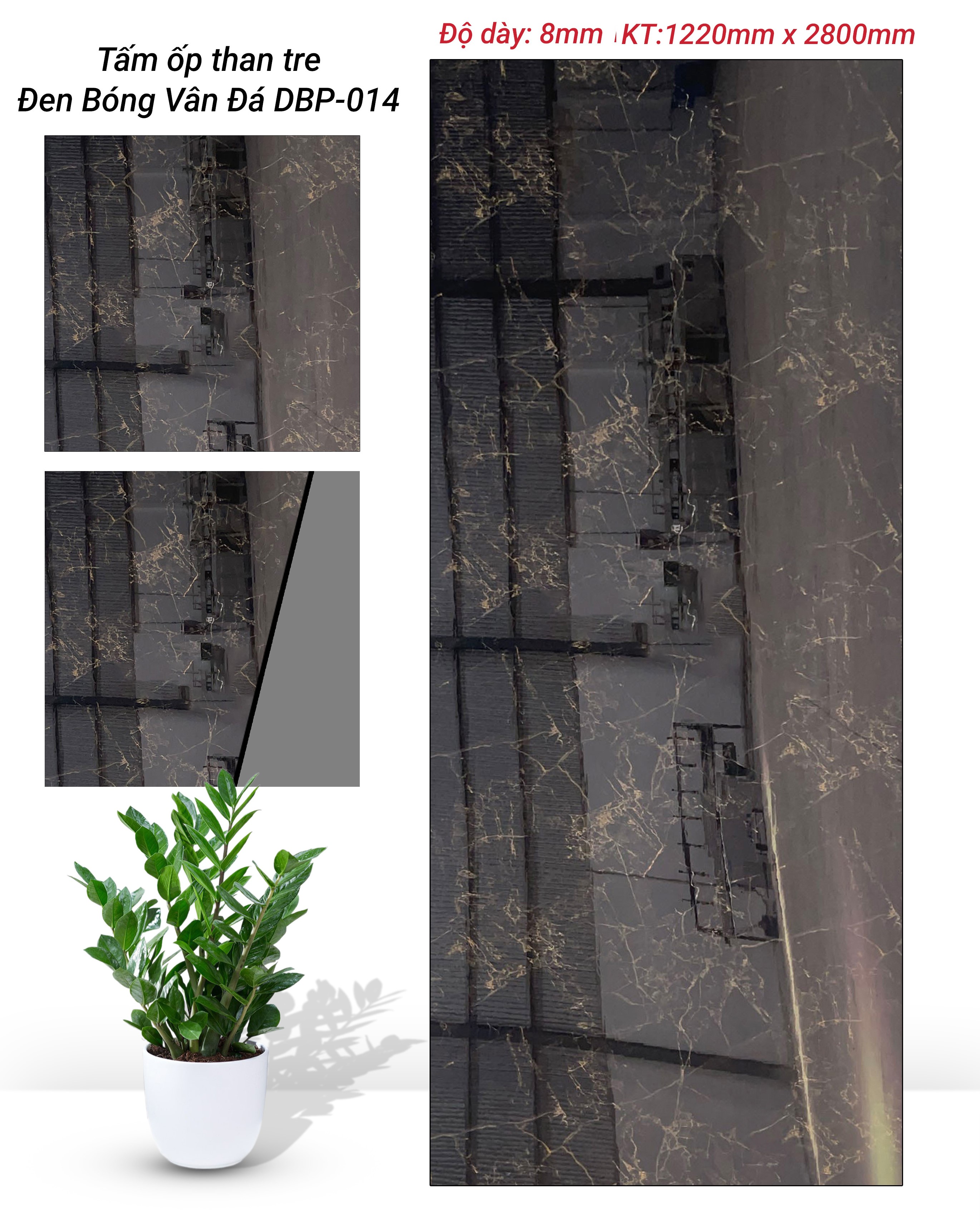 TẤM ỐP THAN TRE VÂN ĐÁ PHỦ PET DB CAO CẤP TẠI NHÀ MÁY HÀ NỘI