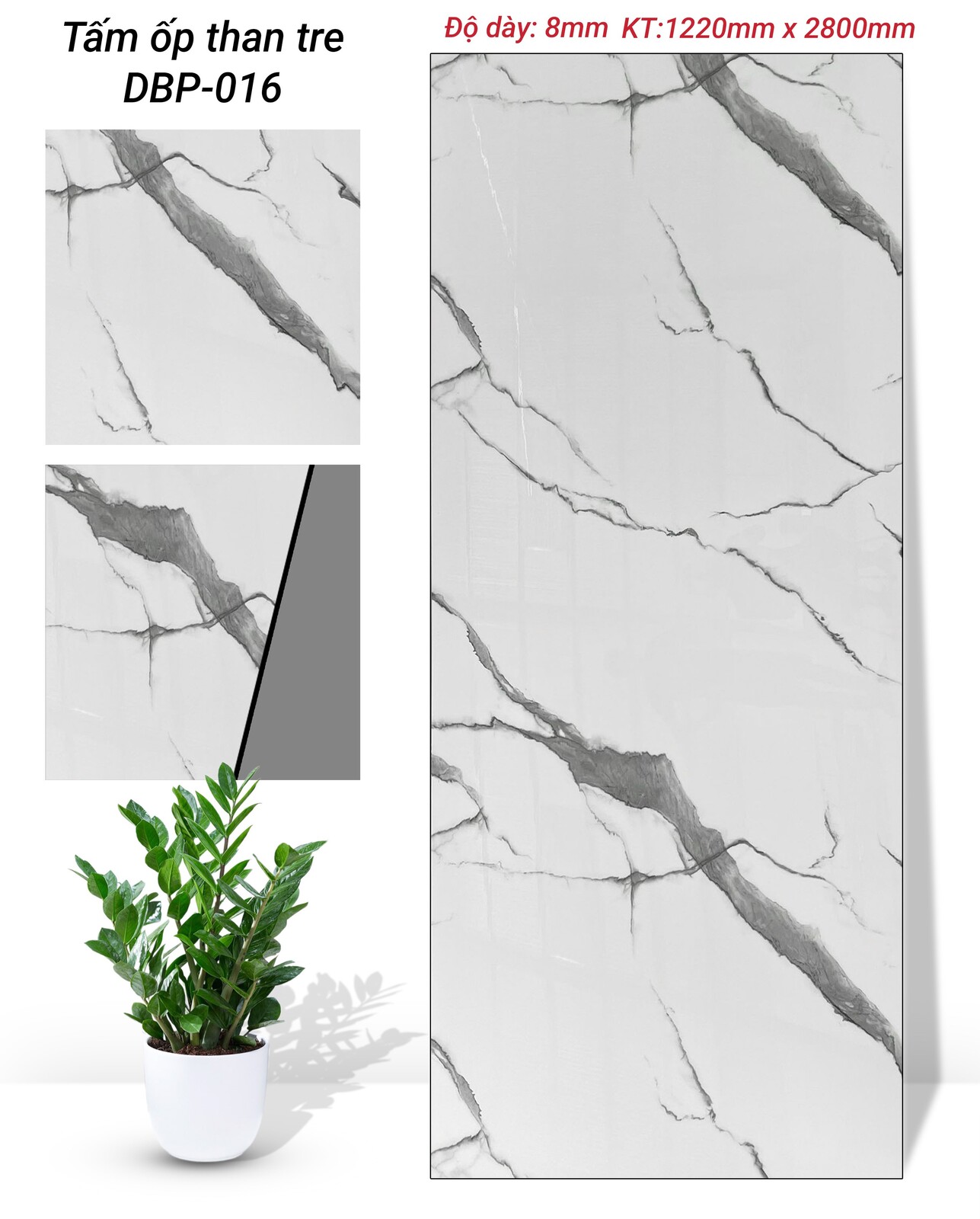 TẤM ỐP THAN TRE VÂN ĐÁ PHỦ PET DB CAO CẤP TẠI NHÀ MÁY HÀ NỘI