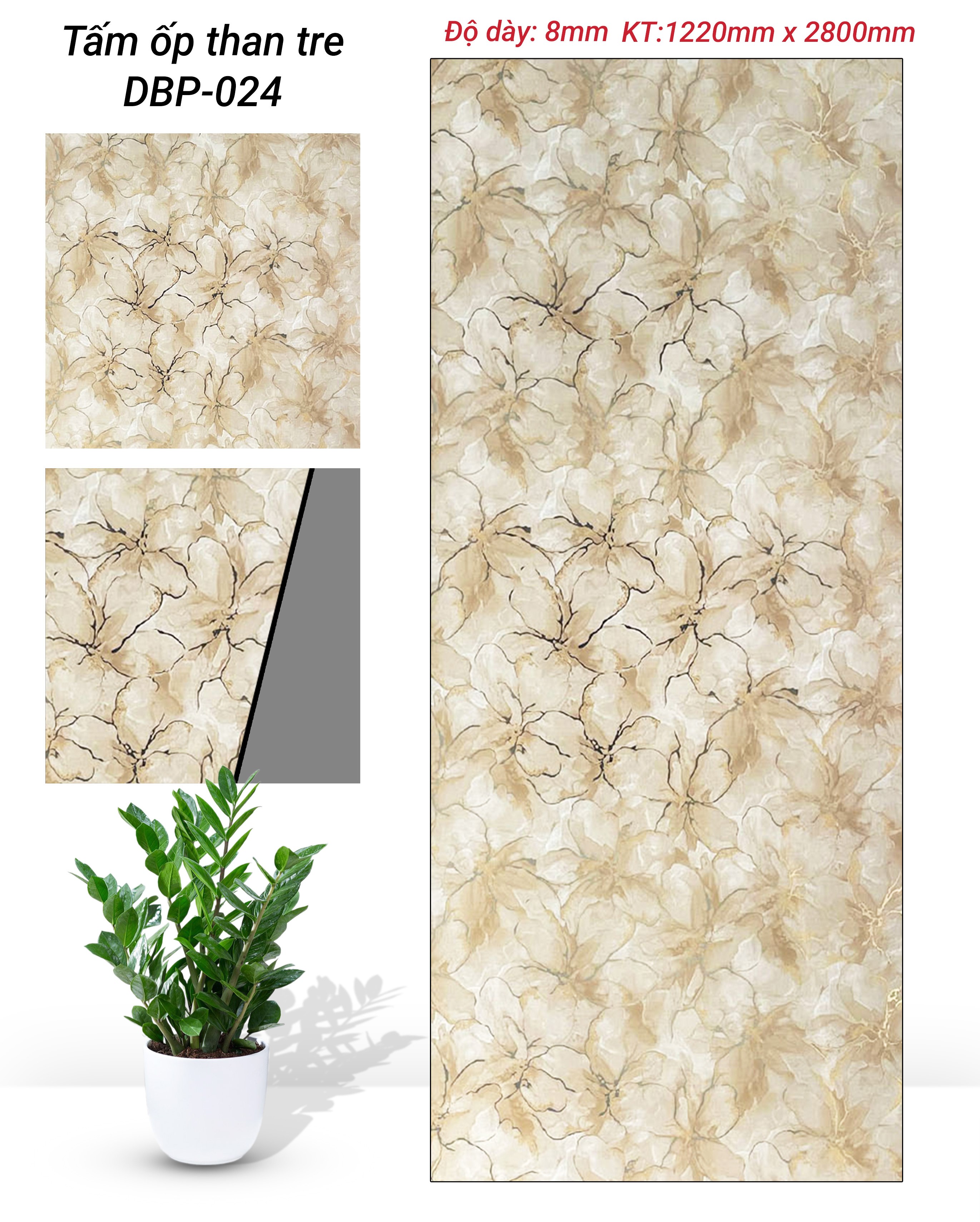 TẤM ỐP THAN TRE VÂN ĐÁ PHỦ PET DB CAO CẤP TẠI NHÀ MÁY HÀ NỘI