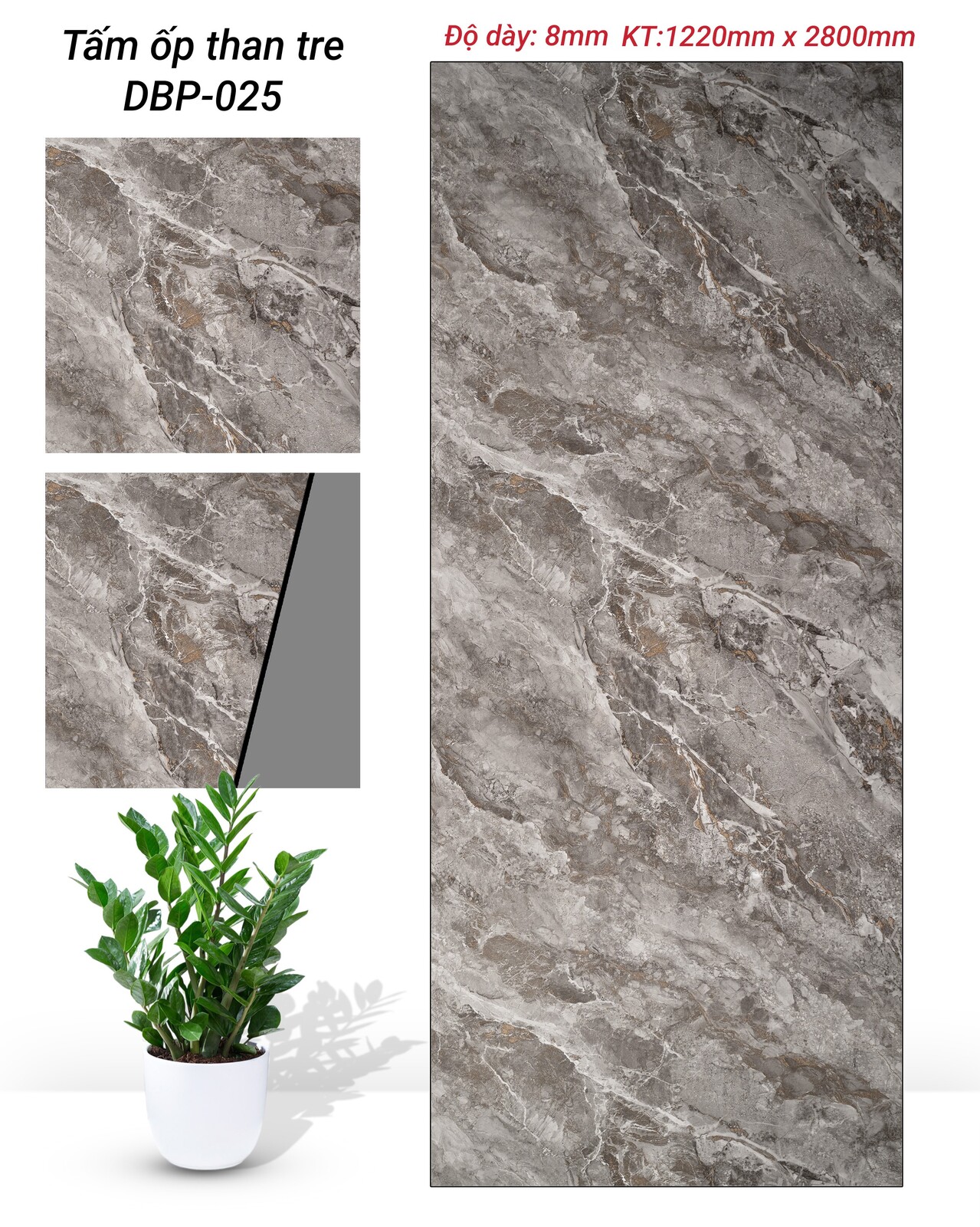 TẤM ỐP THAN TRE VÂN ĐÁ PHỦ PET DB CAO CẤP TẠI NHÀ MÁY HÀ NỘI
