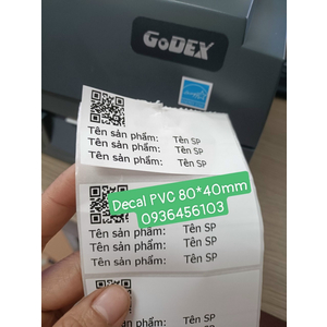 Giấy in tem mã vạch PVC 80*40mm khổ cuộn 50m