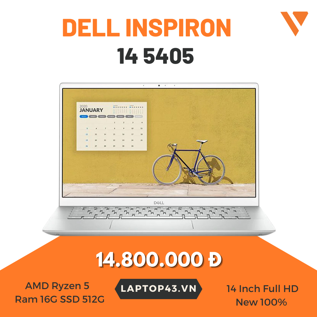 Dell Inspiron 14 5405 ( Ryzen R5-4500U, RAM 16G, SSD 512G, VGA AMD Vega 6, màn 14 Full HD, IPS) new 100% chính Hãng