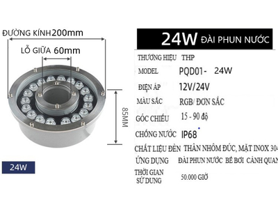Đèn LED Âm Nước Bánh Xe 24W