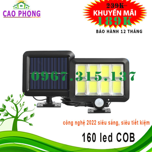 Đèn năng lượng mặt trời 35W cảm ứng thông minh 160 LED COB
