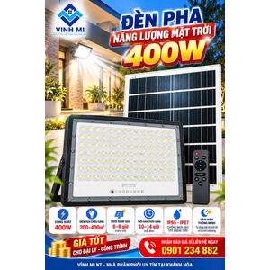 Đèn Năng Lượng Mặt Trời pha dày 400w màu trắng, nhãn VNE