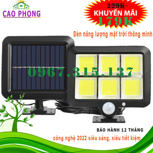 Đèn năng lượng mặt trời 30W cảm ứng tự động tắt mở thông minh 100 LED COB