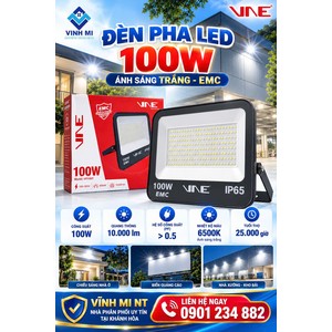 Đèn pha 100W, EMC, ánh sáng trắng, nhãn VNE