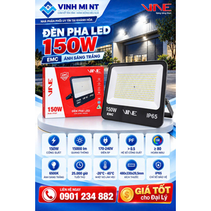 Đèn pha 150W, EMC, ánh sáng trắng, nhãn VNE