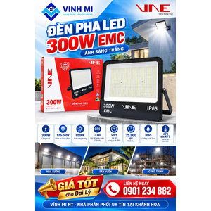Đèn pha 300W, EMC, ánh sáng trắng, nhãn VNE