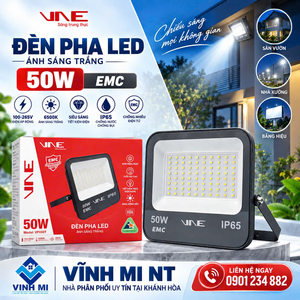 Đèn pha 50W, EMC, ánh sáng trắng, nhãn VNE