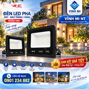 Đèn pha dày 100w màu vàng, nhãn VNE