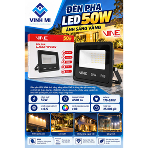 Đèn pha dày 50w màu vàng, nhãn VNE