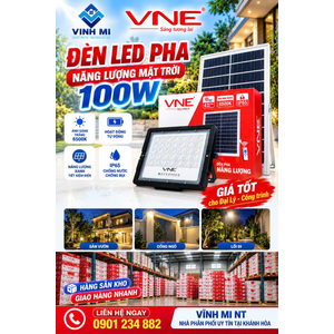 Đèn pha năng lượng mặt trời 100W nhãn hiệu VNE