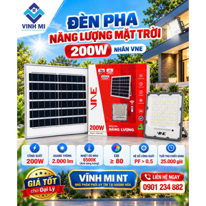 Đèn pha năng lượng mặt trời 200W nhãn VNE