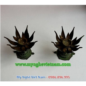Đèn thờ hoa sen, đèn thờ phong thủy, đèn cắm nến sen 15cm