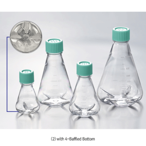 Bình erlen nhựa nắp thoáng khí nuôi cấy tế bào, 125-5000ml Biofil
