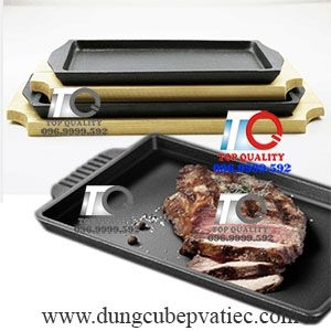 Chảo gang chữ nhật chống dính làm bò bít tết