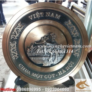 Đĩa đồng đúc biểu tượng Chùa Một Cột Hà nội