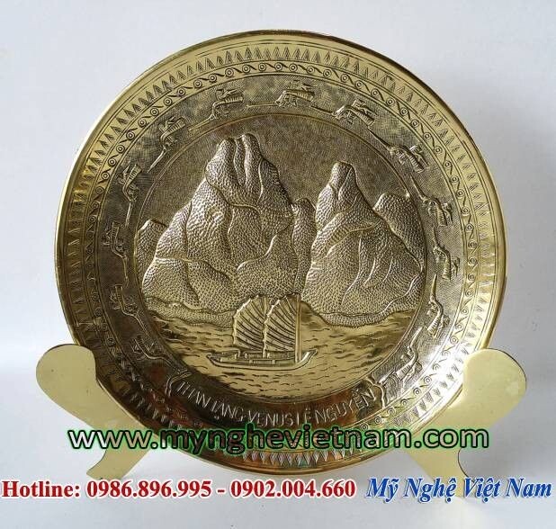 Đĩa quà tặng Hạ Long Quảng Ninh, đĩa đồng lưu niệm