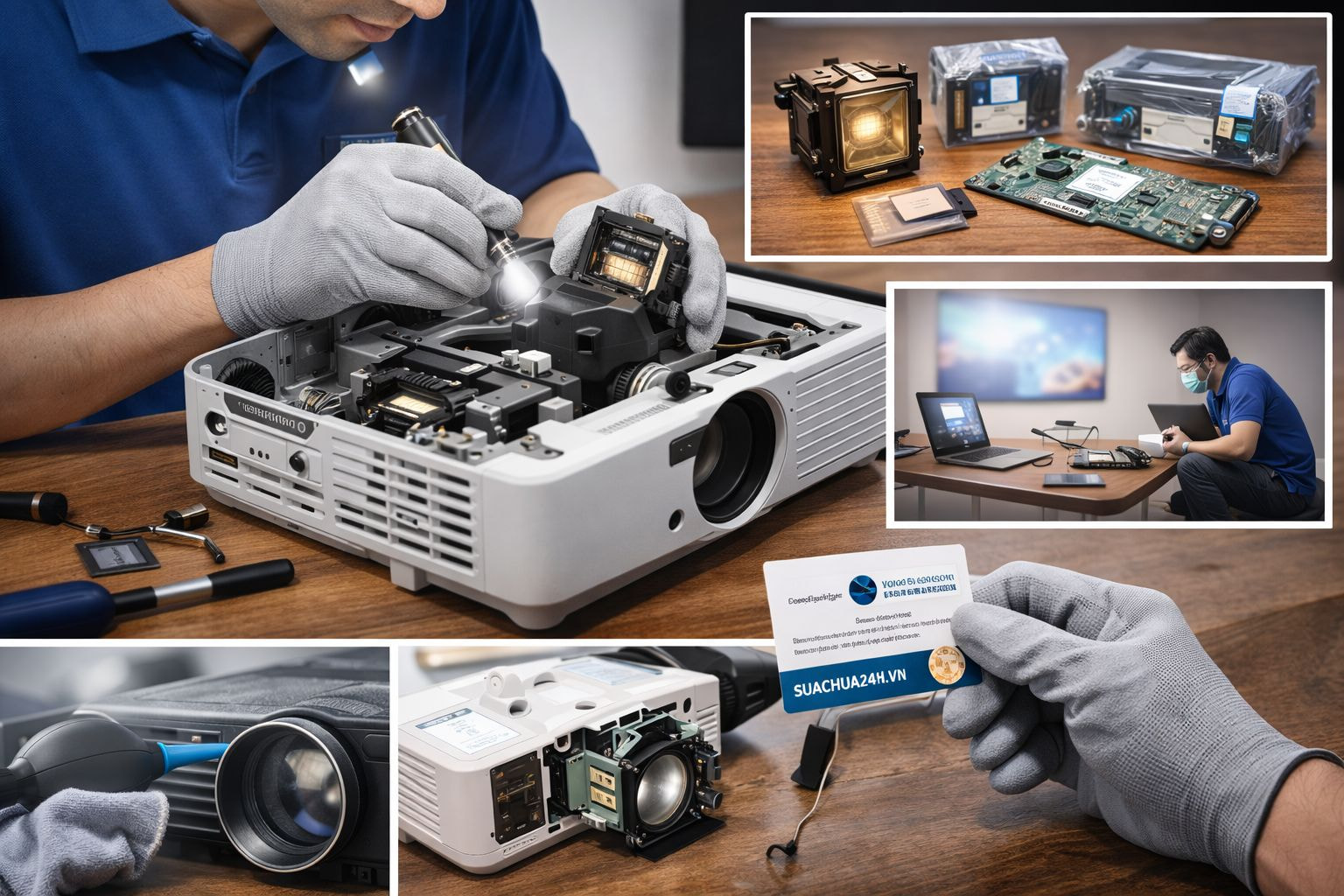 Dịch vụ chăm sóc máy chiếu tận tâm tại suachua24h.vn
