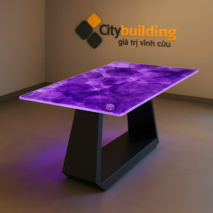 🔖 BÀN ĂN MẶT KÍNH AMETHYST VIOLET 💎 ĐÁ TÍM PHA LÊ – CITYBUILDING SẢN XUẤT THEO YÊU CẦU