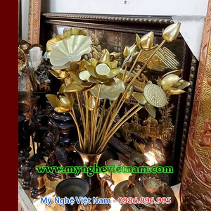 Hoa sen đồng gò thủ công đồng nguyên chất