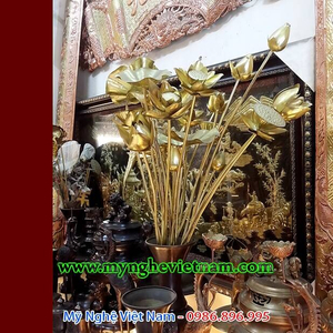 Hoa sen đồng gò thủ công đồng nguyên chất