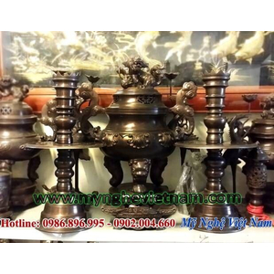 Đỉnh đồng thờ cúng 50cm màu hun đen giả cổ
