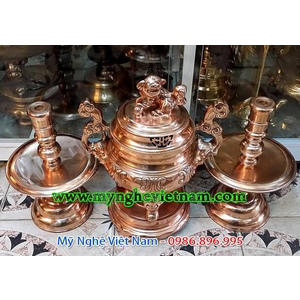 Đỉnh đồng thờ cúng bằng đồng đỏ cao 50cm tam sự