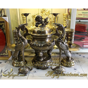 Đỉnh đồng thờ cúng dơi phúc phong thủy cao 60cm