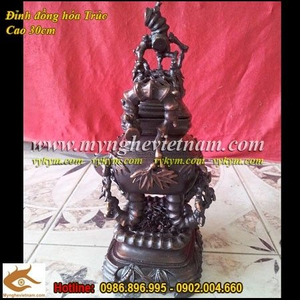 Đỉnh thờ thân trúc đồng giả cổ 30cm