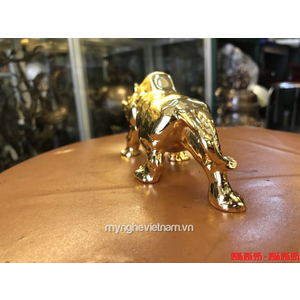 Tượng tê giác mạ vàng 24k dài 18cm đúc từ đồng