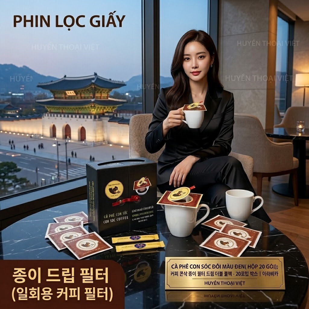 커피 콘삭 종이 필터 드립 더블 블랙 - 20포입 박스 | 아라비카 70% & 로부스타 30% 블렌드
