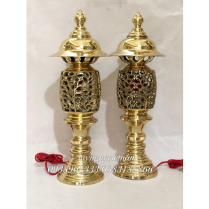 Đôi đèn quả dứa bằng đồng cao 40cm
