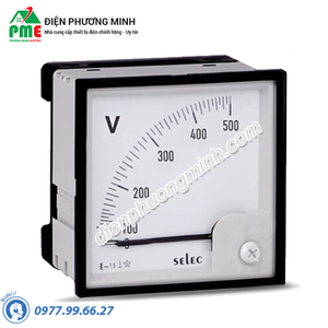 Đồng hồ đo điện áp Selec, dạng analog - Model AM-V-3-L (96x96)