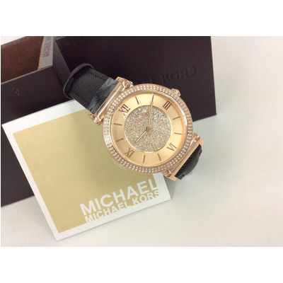 Đồng hồ nữ Michael Kors Catlin Black Leather Strap 38mm MK2376