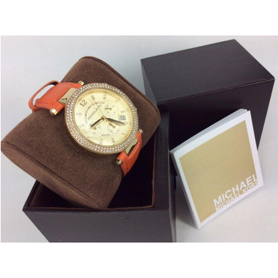 Đồng hồ nữ Michael Kors Parker Chronograph Gold-tone orange Leather MK2279