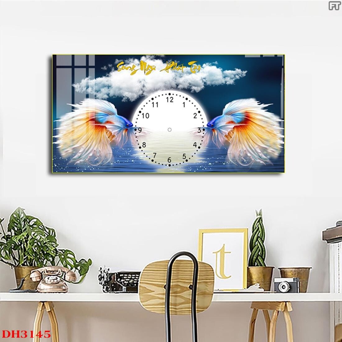 ​​​​​​​Đồng Hồ Tranh Treo Tường Thiên Nga Đôi