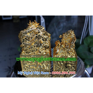 Ấn rồng thăng quan phong thủy mạ vàng cao cấp