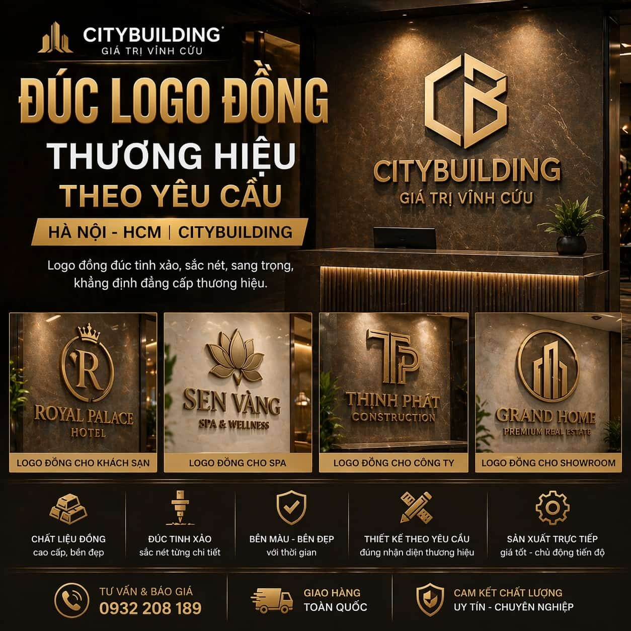 ĐÚC LOGO ĐỒNG THƯƠNG HIỆU THEO YÊU CẦU HÀ NỘI HCM CITYBUILDING