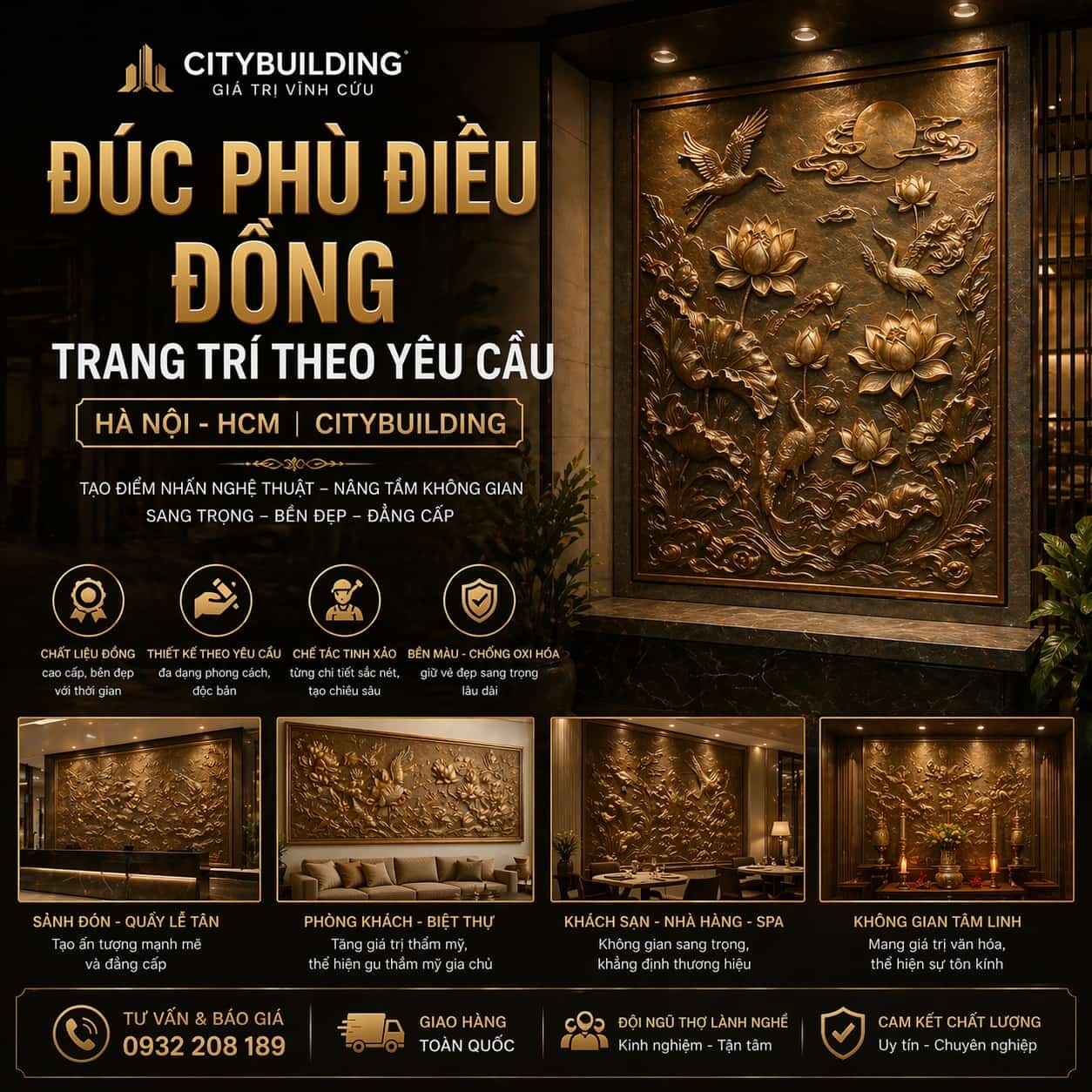 ĐÚC PHÙ ĐIÊU ĐỒNG TRANG TRÍ THEO YÊU CẦU HÀ NỘI HCM CITYBUILDING