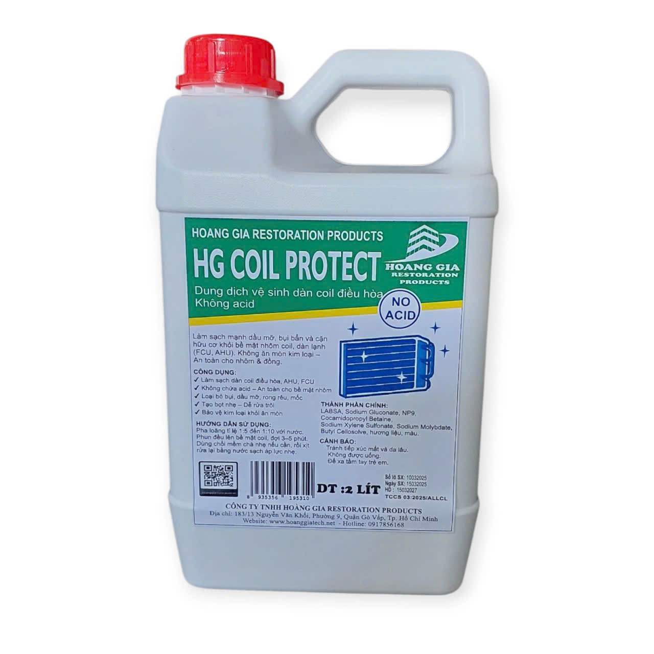 Dung dịch vệ sinh dàn coil điều hòa – Không acid HG COIL PROTECT™ 2 LIT