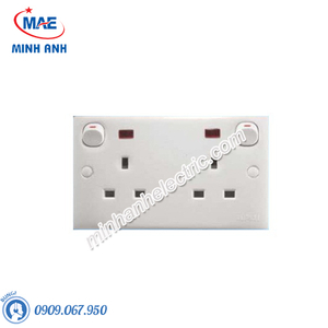 Bộ công tắc đôi 3 chấu có công tắc đèn báo -Series E30 - Model E25N_WE