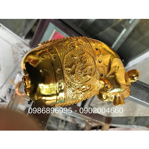 Tượng heo lưng phúc tài lộc mạ vàng 10cm